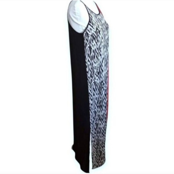 White House Black Market Black, White, & Red Asemetrical Maxi dress Sz.4 EUC - Picture 5 of 10